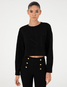 Siyah Oversize Sweatshirt - Pierre cardin фото 3