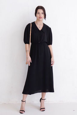 Платье-миди с отложным воротником чёрное