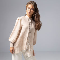 Рубашка вискозная, Кружевной повод (пульс сердца) - Charutti фото 10