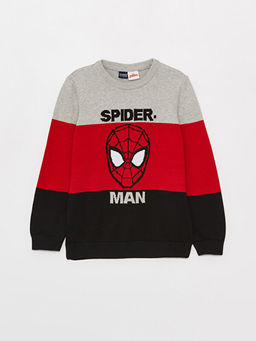 Bisiklet Yaka Spiderman Desenli Uzun Kollu Erkek ?ocuk Triko Kazak