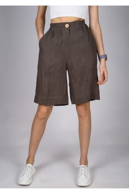 Удлиненные льняные шорты женские  свободного силуэта