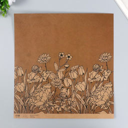 Цена за 5 шт. Бумага для скрапбукинга двусторонняя крафт «Какао и цветы», плотность 180 г, 30.5×32 см