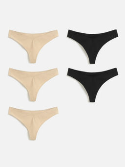 10204080004 Трусы стринг женские 5 шт. Ziona черный с бежевым - Concept club фото 6