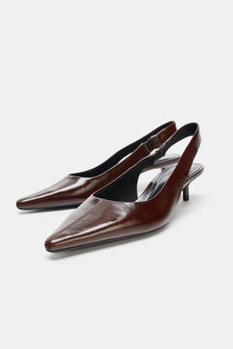 LEATHER SLINGBACK HEELS - Zara фото 5