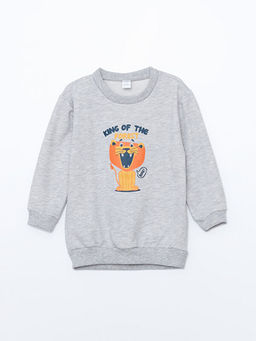 Bask?l? Erkek Bebek Sweatshirt ve E?ofman Alt 2li Tak?m - Waikiki фото 2