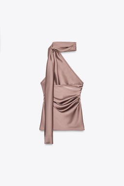 SATIN HALTER SCARF TOP - Zara фото 11