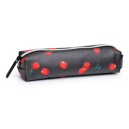 Пенал "Limited Edition Very Cherry" 210x40x40 мм прямоугольный, антивандальная искусственная кожа с тиснением до -40C, отделение на молнии сверху, прямоугольный для 40 предметов, полноцветная печать