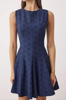 Etegi Belden Ac?lan Duz Ekru Brode Mini Dokuma Elbise TWOSS25EL00884 - Trendyolmilla фото 3