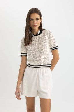 Regular Fit Polo Yaka K?sa Kollu Triko Tisort