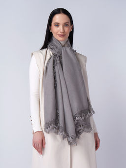 Большой, мягкий, тонкий и очень нежный двусторонний палантин с рисунком. - Tantino фото 12