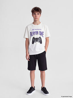 Bisiklet Yaka Playstation Bask?l? Erkek ?ocuk Ti??rt