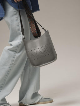 Сумка кожаная на плечо Azaro 30996 силвер