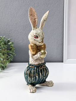 Сувенир полистоун "Зайчик с золотым яичком" 12х9,5х30 см