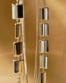 Набор 2 предмета: серьги, бусы Унисон прямоугольники, цвет серебро, 80 см