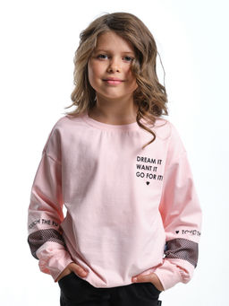 Лонгслив для девочки с принтом UD 7897 крем-розовый