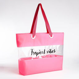 Сумка пляжная Tropical vibes, 50*35*11 см, розовый цвет - Nazamok фото 9
