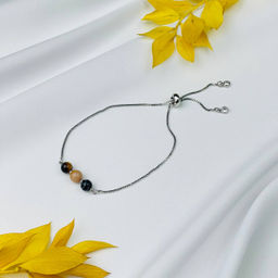 Браслет регулируемый для Льва из Тигрового глаза, Яшмы и Агата - Радуга самоцветов фото 2