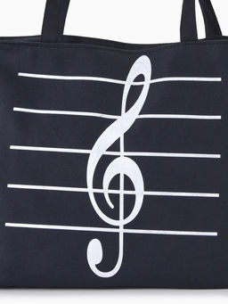 Сумка - шоппер «Музыка», на молнии, 42×9×32 см, с принтом, чёрная
