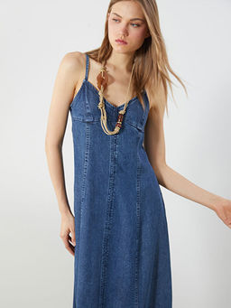 Kalp Yaka Ask?l? Jean Elbise