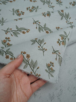 Теплый хлопок Осенние веточки цв.серый с мятным оттенком, ш.1.5м, хлопок-100%, 160гр/м.кв - Купава фото 4