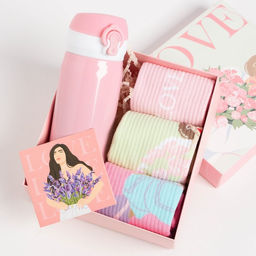 Набор подарочный KAFTAN Love, термос, носки 3 пары, размер 36-39 (23-25 см), открытка