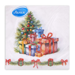 Цена за 2 шт. Салфетки бумажные Лилия Новогодние подарки, 2 слоя, 33?33 см, 20 шт.