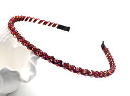 Ободок для волос с цирконом, цвет красный