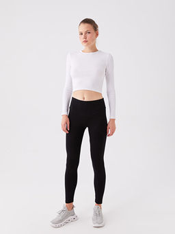 Beli Lastikli D?z Pamuklu Kad?n Tayt Pantolon