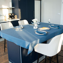 Скатерть декоративная Цвет Эмоций 145х145, саржа, 100% хлопок, Голубая сталь 145х145 - Традиция фото 2