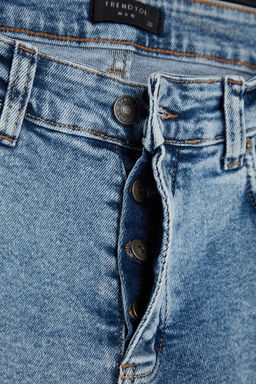 TRENDYOL MAN Ac?k Mavi Skinny Fit Esnek Kumas Dar Kesim Jeans Kot Pantolon TMNAW24JE00006 - Trendyolmilla фото 8