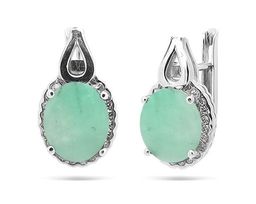 Серьги из серебра изумруд, SL-RIC49
