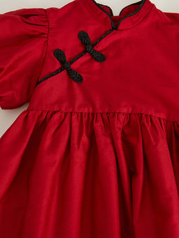 Dik Yaka K?sa Kollu K?z Bebek Elbise