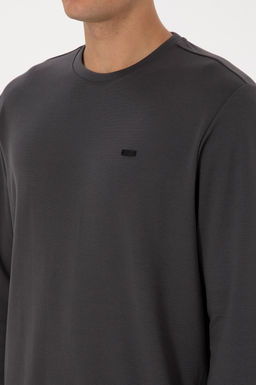 Erkek Regular Fit Yar_m Fermuarl_ Gri Sweatshirt