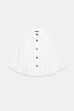 CAMISA CON LINO MANGA ANCHA / Blanco - Zara фото 4