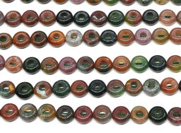 Бусины из агата индийского бублик 10*5мм, 39см, 38 бусин Радуга камня