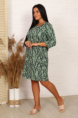 Платье с карманами футер с лайкрой, зеленый (689-3) - Плиона фото 5