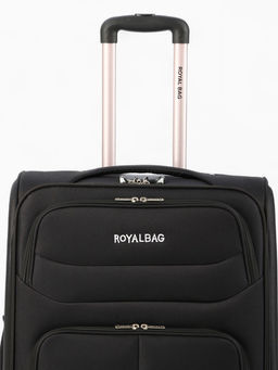Чемодан на колёсах Royalbag большой 104 л (L), на молнии, с увеличением, кодовый замок, 4 колеса, чёрный
