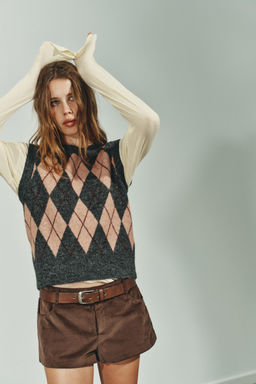 ARGYLE KNIT VEST - Zara фото 2