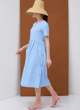 Платье хлопок OD-795-2 с планкой голубое OD-795-2 - Tantino фото 10