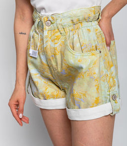 Джинсовые шорты #КТ6216, жёлтый,зелёный