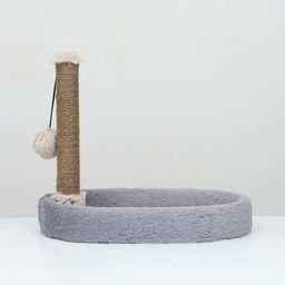 Лежанка с когтеточкой «Пижон», овальная, 55×36×47 см, серая