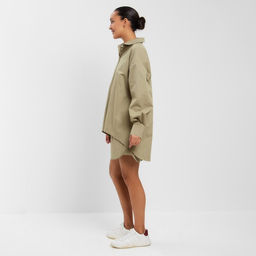 Костюм женский (рубашка, шорты) MINAKU: Oversize, зелёный, размер 46