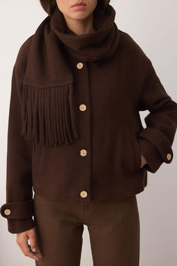 Kahverengi Oversize Kal?p C?kar?labilir Sal Detayl? Kase Ince Ceket Mont TWOAW26MO00117 - Trendyolmilla фото 4