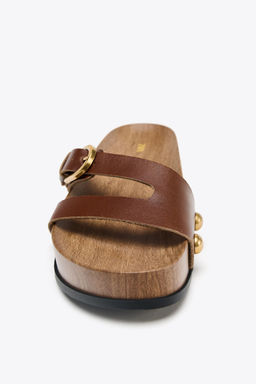 LEATHER STRAPPY PLATFORM SANDALS - Zara фото 13