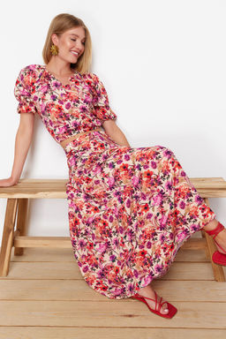 Cok Renkli Bask?l? Viskon Dokuma Bluz TWOSS24BZ00474 - Trendyolmilla фото 2