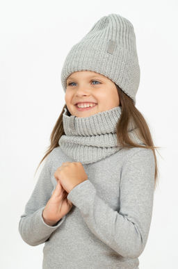 Комплект вязаный светло-серый меланж Ш-118 (56-58)