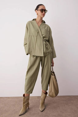 Haki Kruvaze Kimono Pantolon Dokuma Alt - Ust Tak?m TWOAW26AU00067