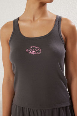 Trendyolmilla Antrasit Nak?sl? Fitilli Sortlu Orme Pijama Tak?m? THMSS25PT00116 фото 4