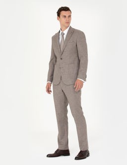 A__k Kahverengi Slim Fit Y_n Kar___ml_ Tak_m Elbise