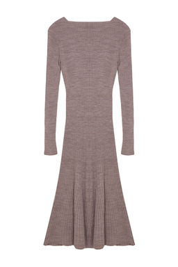 TRENDYOLMILLA Bordo Midi Triko Etek Ucu F?rf?rl? Elbise TWOAW25EL00055 фото 7